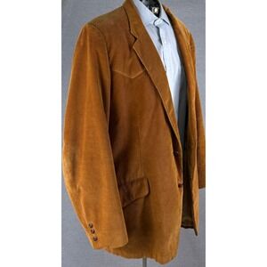 Lee Vintage Mens 48L Corduroy Western Blazer Jacket Camel‎ Tan 224-5522 USA Made